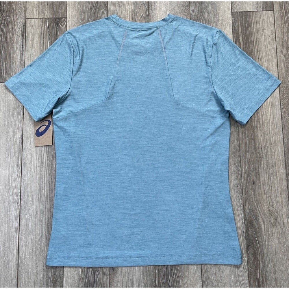 Asics Blue Knit Space Dye Short Sleeve Athletic Tee Mens Sz M NWT Performance - Picture 5 of 10
